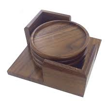 Artisan Walnut <b>Drink</b> <b>Coasters</b> Featuring Bold Wood Grain for Luxury Home Dining and Tabletop Decor by Tradebyd - Product Image 2