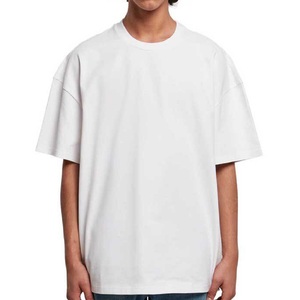 Conception personnalisée 100% coton coupe ample épaule goutte col rond solide t-shirt en gros pas cher prix de l'usine directe - Product Image 6