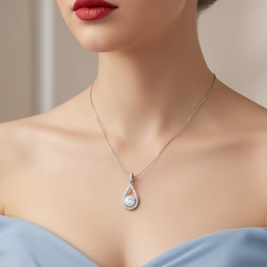 Pendentif en forme de larme en or 14 carats et diamants naturels pour femmes - Product Image 5