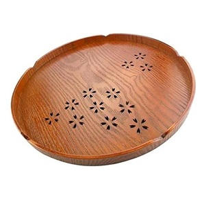 Large Round Wooden Serving <b>Tray</b> Round Ottoman <b>Tray</b> for Serving Food for round shape ad customized size - Product Image 3