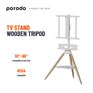 Porodo moderno trípode de madera soporte de TV para sala de estar dormitorio comedor Hotel apartamento uso - Product Image 5