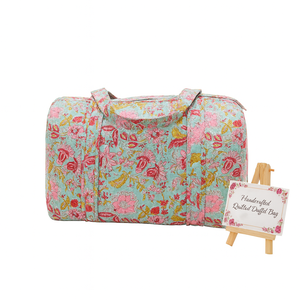 กระเป๋าเดินทางสุดหรูแบบควิลท์ผ้าฝ้ายพิมพ์ลายด้วยมือ หลายลาย เป็นมิตรกับสิ่งแวดล้อม ทนทาน ใช้ได้สองด้าน ขนาดใหญ่ จุของได้เยอะ ซิปคุณภาพสูง - Product Image 1