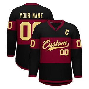 Camiseta de Hockey sobre Hielo Personalizada con Nombre de Equipo, Número y Logotipo, Camiseta de Manga Larga de Poliéster/Algodón Duradera y Ecológica para Hombre - Product Image 6