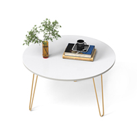 Nouvelle Arrivée Mayrite Table Basse Ronde en Bois Composite avec Pieds en Cheveux de Cheval (Blanc)