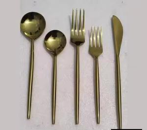 Handmade New Design Stainless Steel Flatware Set Gold Plated Metal Handle <b>Spoon</b> Fork Knives for <b>Table</b> Use - Product Image 5