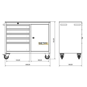 Chariot à outils en acier et métal à 5 tiroirs de haute qualité 100x83x50cm bon pour les armoires à outils d'atelier et de ménage - Product Image 2