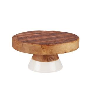 Southern Living Support à gâteau en bois de mangue Parties de décoration Support à gâteau rond en bois élégant et élégant Outils - Product Image 4