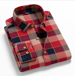 2025 automne Slim Fit flanelle chemises pour hommes 100% coton Plaid vérifier boutonné Anti-rides en gros - Product Image 3
