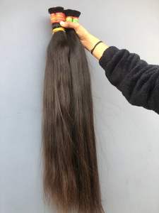 Cheveux Remy naturels noirs indiens 100 % bruts non traités, provenant d'un seul donneur, tissage double machine, extension en vrac pour revendeurs - Product Image 2