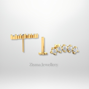 Lujo 14K 18K Oro Curva Cartílago Stud Pendientes VVS DEF Real Lab Grown Diamonds IGI GIA Certificado Venta al por mayor Pedidos personalizados - Product Image 4