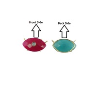 Aqua Calcedony 15x25mm à facettes en forme de marquise en argent sterling 925, pendentif œil double pierre vermeil, pendentifs fins