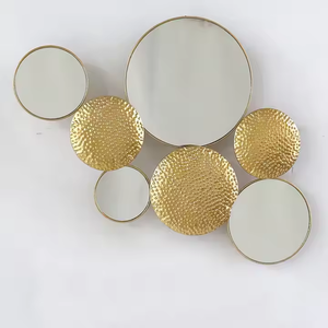 Espejo de decoración de pared, espejo de pared de Metal para el hogar Interior dorado de lujo para sala de estar - Product Image 1