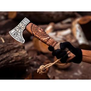 มีดทอมฮอว์กเหล็ก D2 ขนาด 19.5 นิ้ว ยี่ห้อ Jexmoo ด้ามไม้โรสวูด พร้อมปลอกหนัง ของขวัญสำหรับกิจกรรมกลางแจ้ง ทำมือ ระดับอุตสาหกรรม สำหรับคุณพ่อ - Product Image 1