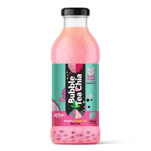 Campione gratuito Best Sell Bubble Tea 400Ml Bubble Tea Chia con Raspberry Dragon Fruit Black Tea Flavor