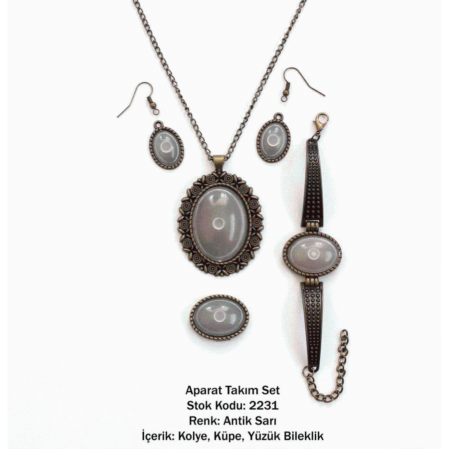 Collana bracciale anello orecchino Set 2231 giallo antico - Product Image 1