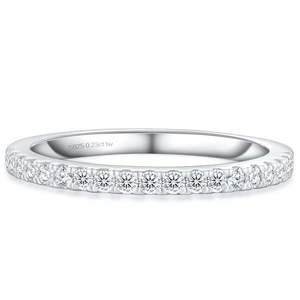 Prix de gros, bague en argent sterling 925 avec diamant moissanite VVS solide, coupe brillante, pierre précieuse, bagues de mariage pour femmes - Product Image 1