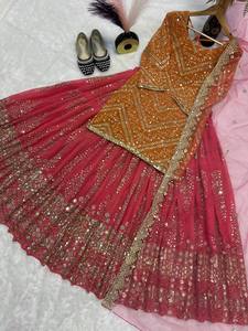 Trendy Bollywood-Style Patiyala Salwar Kameez <b>Women</b> Designer Georgette Embroidery Work Quick Dry Kurta <b>Lehenga</b> Pakistani Party - Product Image 4