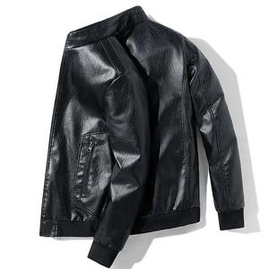 Nuevas chaquetas de cuero para hombre, estilo moderno, para otoño e invierno, cuello alto, chaqueta de cuero para motocicleta, con cremallera. - Product Image 3