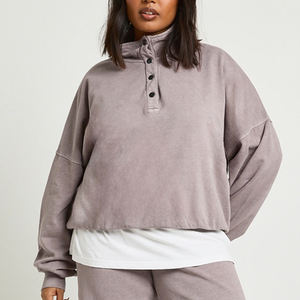 Survêtement femme uni à col montant pour acheteurs en gros / Design de haute qualité à prix abordable avec col à fermeture boutonnée pour plus de confort - Product Image 2