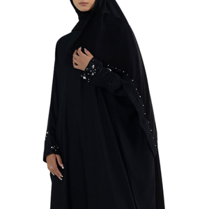 2024 nouveau style de dubaï caftan Abaya modeste vêtements islamiques adultes femmes noir broderie conceptions Eid Abaya respirant en relief - Product Image 5