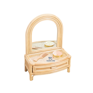 Meilleur prix Vente en gros Table de maquillage bébé en rotin avec miroir Meubles de toilette pour bébé Ensemble pour enfants - Product Image 1