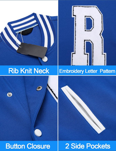 New High Quality Varsity <b>Jacket</b> For Men Rib knit Neck Embroidered Pattern Letterman College <b>Baseball</b> <b>Bomber</b> <b>Jacket</b> For Winter - Product Image 5