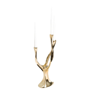 Candelabro árabe vintage de latón de alta calidad con tres brazos y acabado pulido para decoración de mesa en el hogar. - Product Image 6