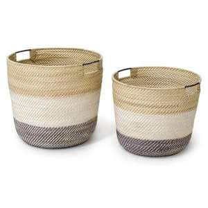 Ensemble de 2 paniers et bacs de style bohème en jute de qualité standard et contenants 100% écologiques et naturels - Product Image 2