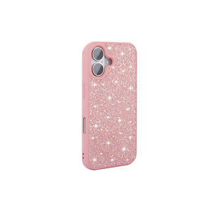 Funda Protectora de Silicona Rosa con Brillantina de Lujo para iPhone 16 14 Plus Max - Carcasa con Diamantes de Imitación y Función Antigolpes - Product Image 1