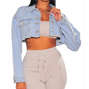 2025 conception personnalisée mince à manches longues bleu Denim veste pour les femmes vente chaude nouveau Style OEM avec coton matériau de remplissage - Product Image 1