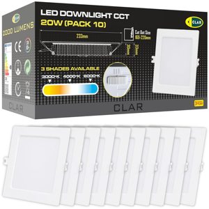 Faretto LED da Incasso Quadrato 20W per Soffitto, Spotlight LED da Interno con CCT Selezionabile 3000K 4000K 6500K - Product Image 1