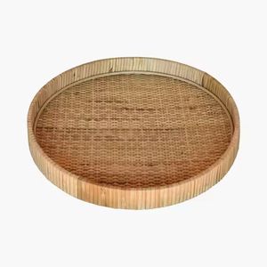 Le plus récent bol de service de fruits en rotin rond uni avec poignée meilleur bol de service décoratif de table pour la maison et l'utilisation de table - Product Image 3