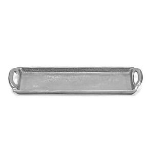 Plateau en aluminium rectangulaire de luxe fabriqué à la main poignées en métal argenté Design industriel pour la décoration de table basse décor à la maison - Product Image 1