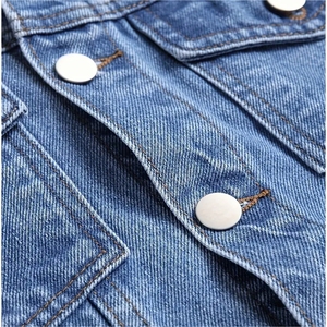 Veste en jean coupe-vent d'hiver pour hommes de haute qualité personnalisée Style Vintage avec rivets bavures tricotés 100% coton délavé à l'acide bleu - Product Image 5