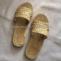Sandal rotan Hyacinth air grosir untuk penggunaan dalam ruangan Spa Hotel sandal sol lembut serat alami
