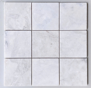 White Gray and Black Marble <b>Mosaic</b> Tile Square Tumble Finish Water Resistant Bathroom Interior Customization - Product Image 3