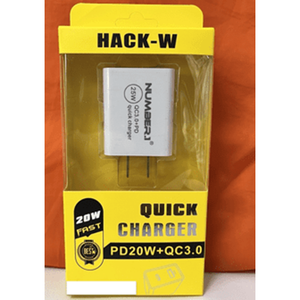 Chargeur rapide HACK-W 20W QC3.0 avec port Type-C, protection contre les courts-circuits, 5V/1A pour téléphones portables et écouteurs, disponible en UE, US, JP - Product Image 1