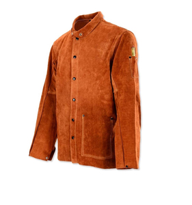 Chaqueta de soldador de alta resistencia con aislamiento térmico, ropa de protección industrial, abrigo de soldadura, chaqueta de seguridad de cuero resistente al fuego - Product Image 1