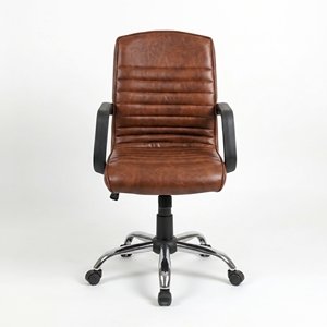 Chaise de bureau pivotante moderne en cuir EVA rembourrée avec vérin à gaz et base étoile chromée pour la maison, le bureau, l'école et l'atelier - Product Image 4