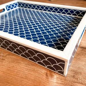 Plateau en résine incrustée fait à la main, plateau de service décoratif royal pour la maison, artisanat traditionnel - Product Image 6