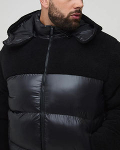 Customised Winter Down Puffer Jacket for Men shiny <b>nylon</b> Bubble & polar fleece <b>fabric</b> Winter Jacket with side Pockets man jacket - Product Image 6