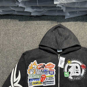 Top à la mode meilleures ventes hommes lavage à l'acide à capuche 100% coton vêtements de rue Service OEM avec un faible quantité minimale de commande hommes lavage à l'acide à capuche - Product Image 2