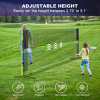 Filet multisports en acier réglable en hauteur de 10 pieds pour pickleball, tennis, volleyball, intérieur/extérieur, avec sac de transport, ensemble de badminton portable
