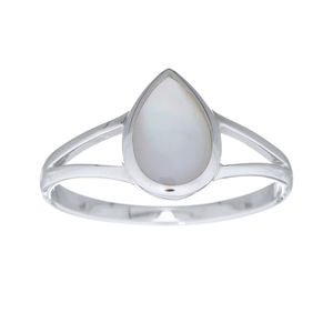 Impresionante Anillo de Plata de Ley con Diseño de Gota de Lluvia, Madreperla y Aro Dividido - Product Image 2