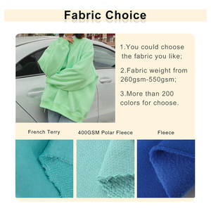 Venta al por mayor sudadera de lana rosa de gran tamaño 100% algodón para mujer, jersey de cuello redondo de lujo bordado con hombros caídos - Product Image 3