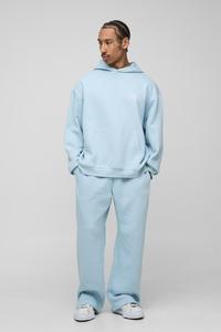 Offre Spéciale Streetwear personnalisé bleu ciel couleur sérigraphie coton polaire fermeture éclair Boxy sweat à capuche et jogging ensemble pour hommes - Product Image 2