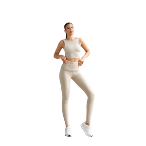Ensemble de vêtements de yoga d'hiver de haute qualité pour femmes, respirant, uni, logo personnalisé sur le devant, taille haute, tenue de sport grande taille - Product Image 3