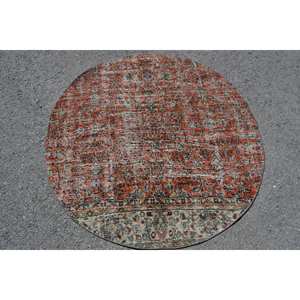 Tapis en Laine Turque Vintage Rouge Beige pour la Maison, Élégant et Confortable, Patchwork Classique de Grande Surface, 10mm, pour Couloir, 4.4ft X 4.4ft - Product Image 1