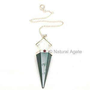 Vente en gros de lépidolite 6 facettes avec des pendules à chaîne en argent - Product Image 2
