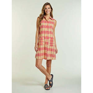 เดรสลำลองทรงเอลายสก็อตผ้าเนื้อดี สายเดี่ยวระบายช่วงเอว ติดกระดุม ระบายอากาศได้ดี มีไซส์ XS-XL เหมาะสำหรับใส่ไปทำงานหรือไปงานปาร์ตี้ - Product Image 1